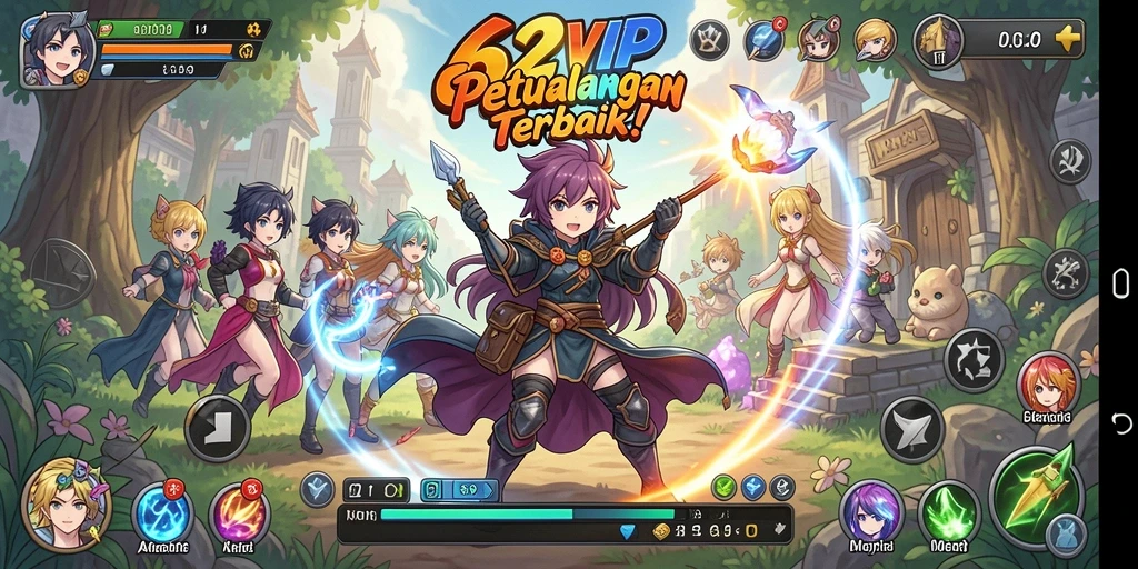 Tampilan gameplay menarik dari 62VIP dengan karakter Anime.