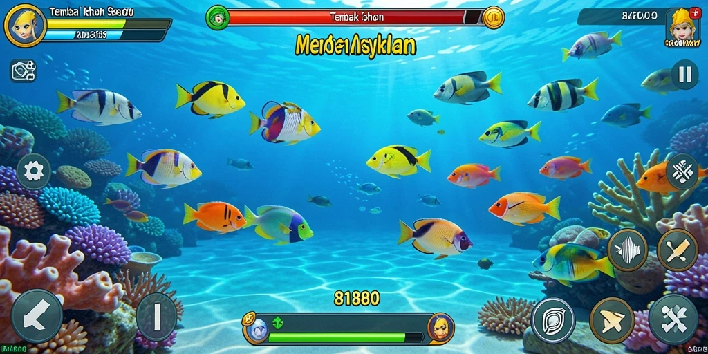 Gameplay seru dari 8180 dengan ikan beraneka ragam.