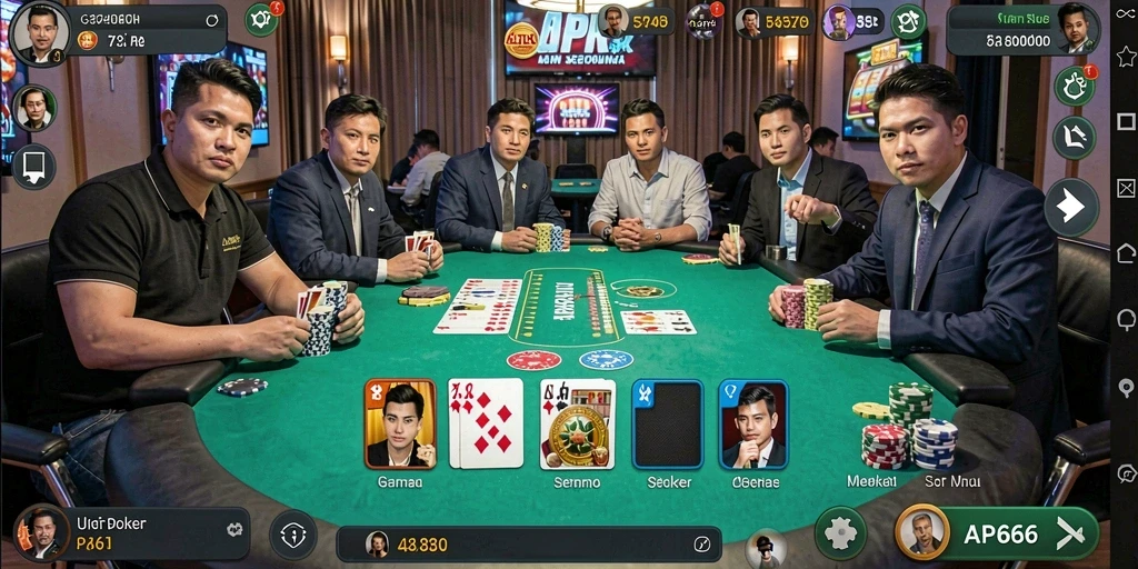 Tampilan gameplay seru dalam aplikasi Poker AP686.