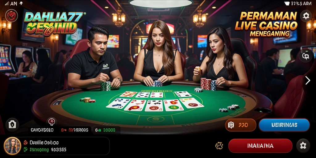 Tampilan gameplay Live Casino yang menegangkan di DAHLIA77.