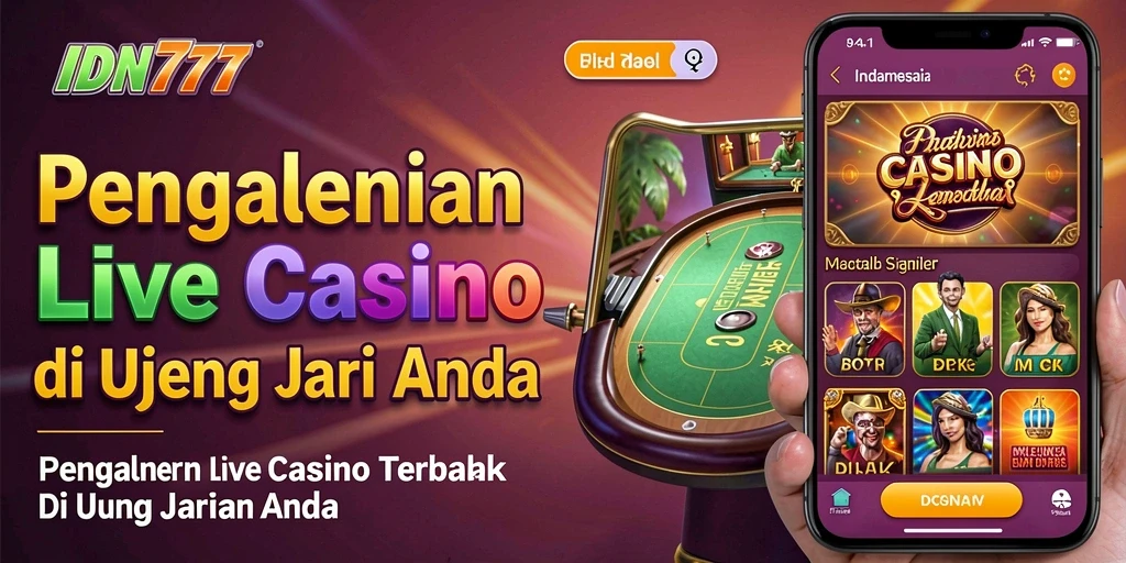 Screenshot gameplay IDN777 menunjukkan dealer langsung dalam permainan Live Casino.
