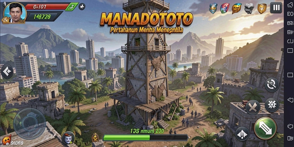 Screenshot gameplay menara pertahanan dalam MANADOTOTO.