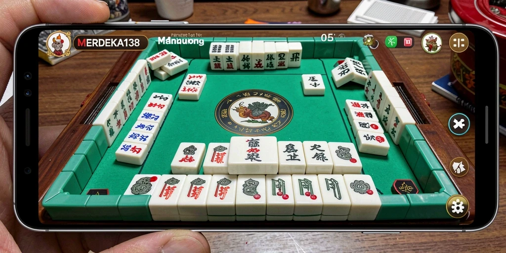Tampilan gameplay <strong>MERDEKA138</strong> yang seru dan menantang di papan Mahjong.
