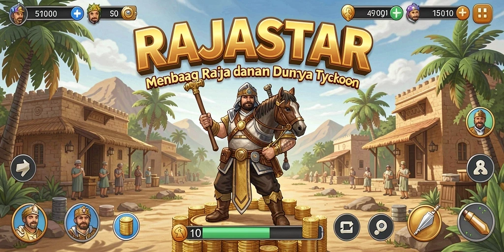 Tampilan gameplay yang menarik dalam RAJASTAR dengan strategi Tycoon.