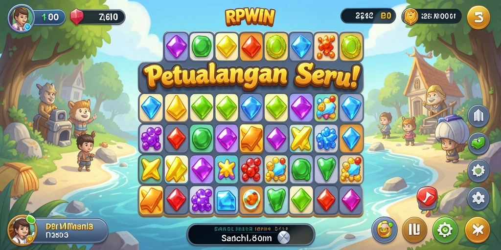 Tampilan gameplay seru RPWIN saat mencocokkan buah-buahan.