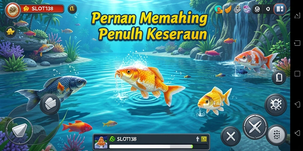 Tampilan screenshot utama SLOT138 menampilkan aksi seru memancing ikan.
