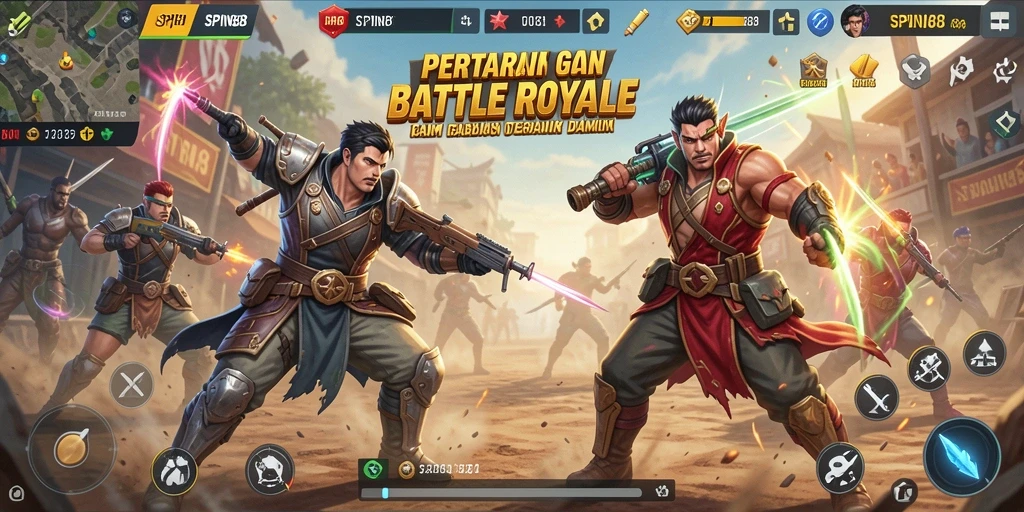 Tangkapan layar gameplay SPIN88 yang penuh aksi dalam Battle Royale.