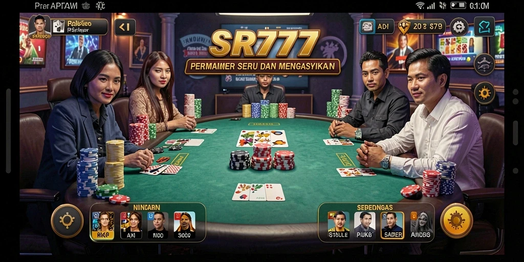 Tampilan gameplay Poker yang seru dalam aplikasi SR777.